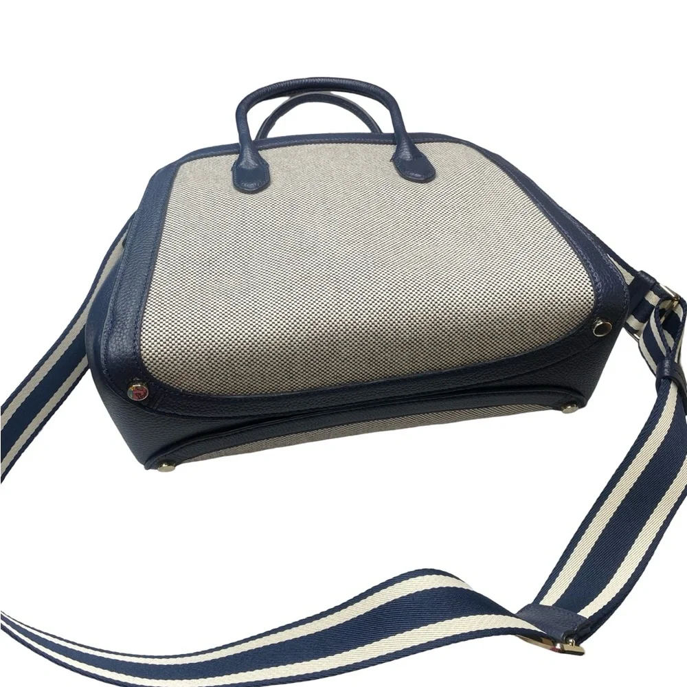 KATE SPADE Knott Canvas & Pebbled Leather Satchel - Blazer Blue color